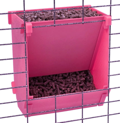 Premium Texas USA Made 6-Inch Cage Hanging Rabbit Feeder with ID Tag for Rabbit Pellet Feed with a Sifter Base - Homesteading Supplies for Quail Enthusiasts