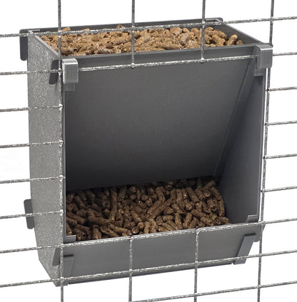 Premium Texas USA Made 6-Inch Cage Hanging Rabbit Feeder with ID Tag for Rabbit Pellet Feed with a Sifter Base - Homesteading Supplies for Quail Enthusiasts