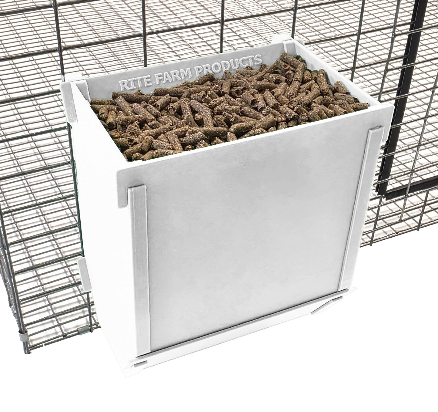 Premium Texas USA Made 6-Inch Cage Hanging Rabbit Feeder with ID Tag for Rabbit Pellet Feed with a Sifter Base - Homesteading Supplies for Quail Enthusiasts