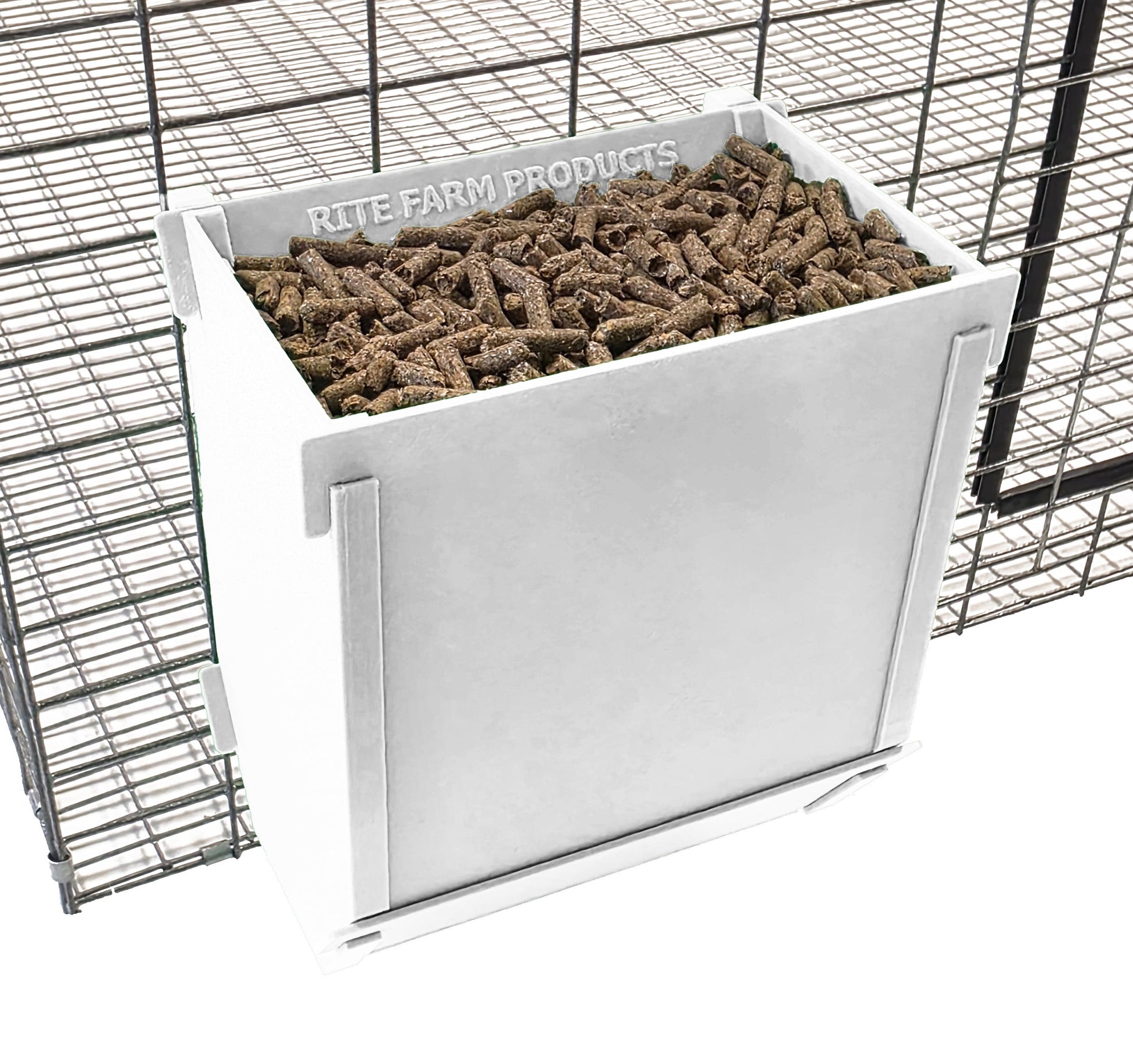 Premium Texas USA Made 6-Inch Cage Hanging Rabbit Feeder with ID Tag for Rabbit Pellet Feed with a Sifter Base - Homesteading Supplies for Quail Enthusiasts