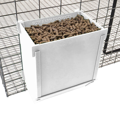 Premium Texas USA Made 6-Inch Cage Hanging Rabbit Feeder with ID Tag for Rabbit Pellet Feed with a Sifter Base - Homesteading Supplies for Quail Enthusiasts
