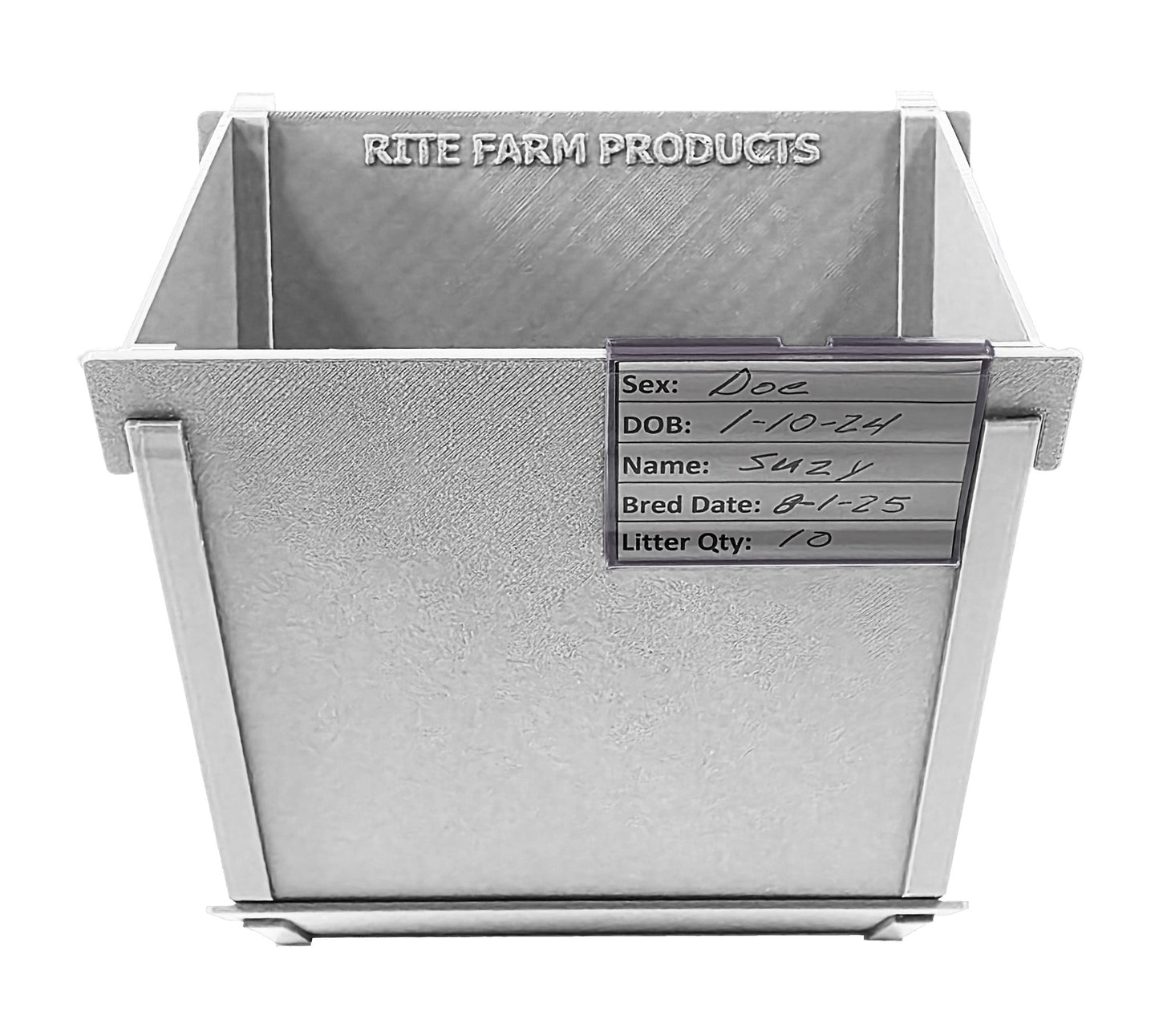 Premium Texas USA Made 6-Inch Cage Hanging Rabbit Feeder with ID Tag for Rabbit Pellet Feed with a Sifter Base - Homesteading Supplies for Quail Enthusiasts