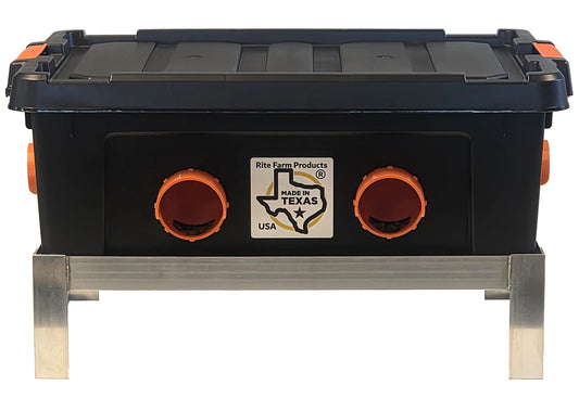 USA Made 50lb Capacity 6 Port Automatic Chicken Feeder with Welded Aluminum Poultry Stand