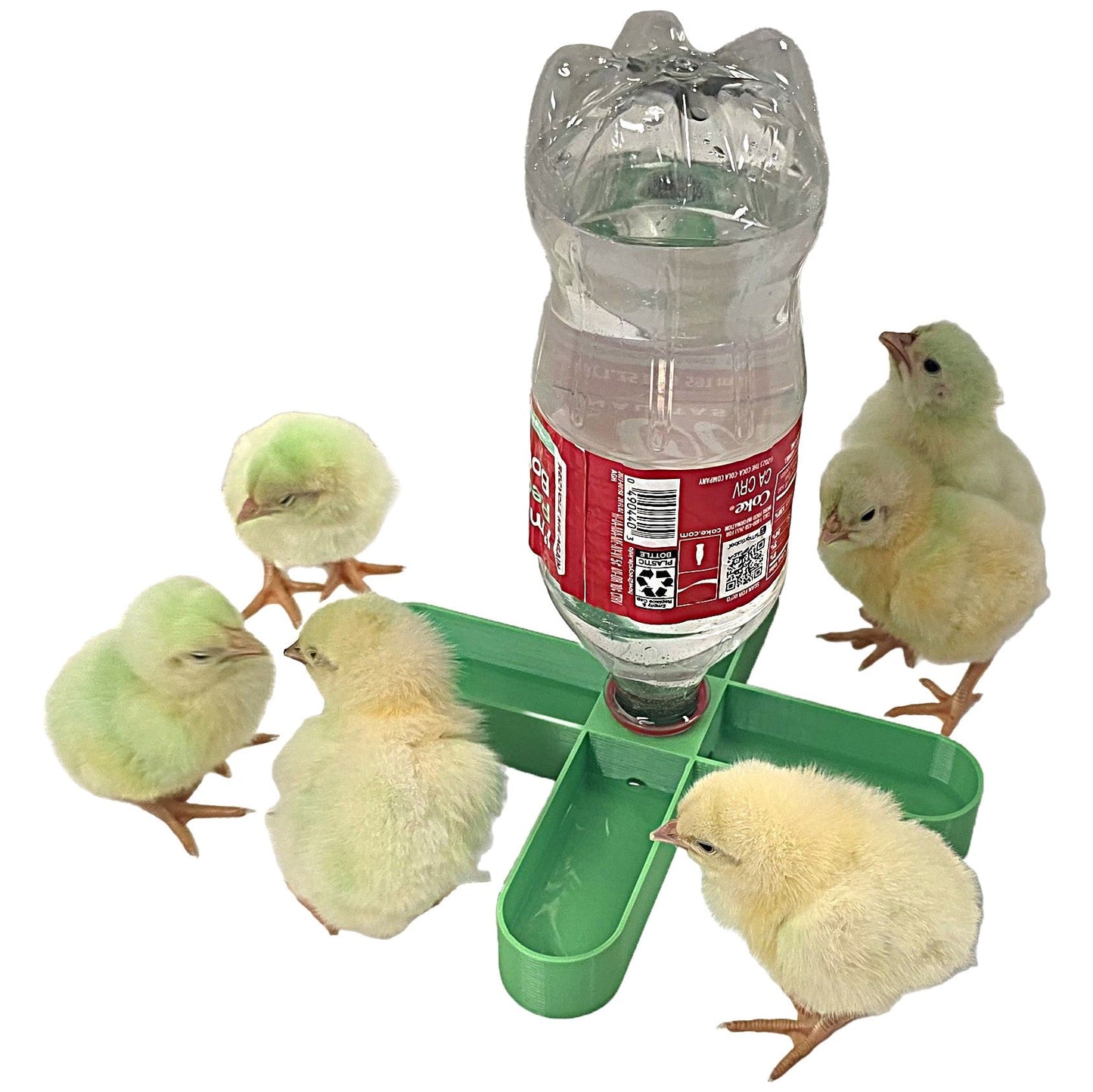 Premium Rite Farm Products 4 Way Anti Drown Soda Pop Chick Waterer for 20oz, 1 Liter, or 2 Liter Quail - Bird Keeping Supplies for Quail Enthusiasts