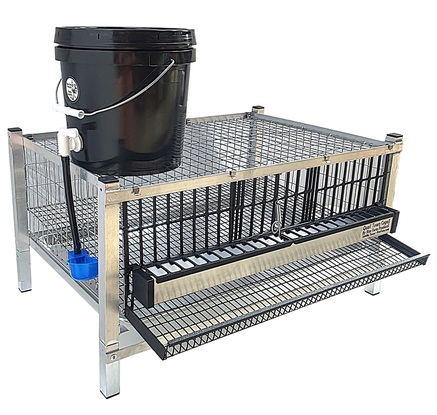 Quail Town Cages by Rite Farm Products - Pro Modular Quail Grow Out & Layer Cage Tower System Transparent Reservoir