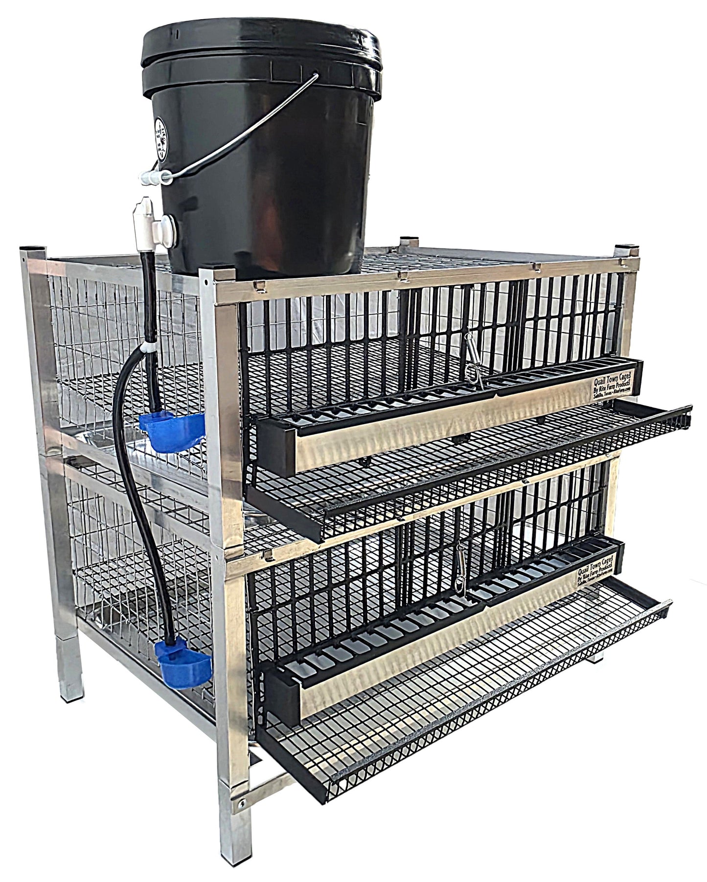 Quail Town Cages by Rite Farm Products - Pro Modular Quail Grow Out & Layer Cage Tower System Transparent Reservoir