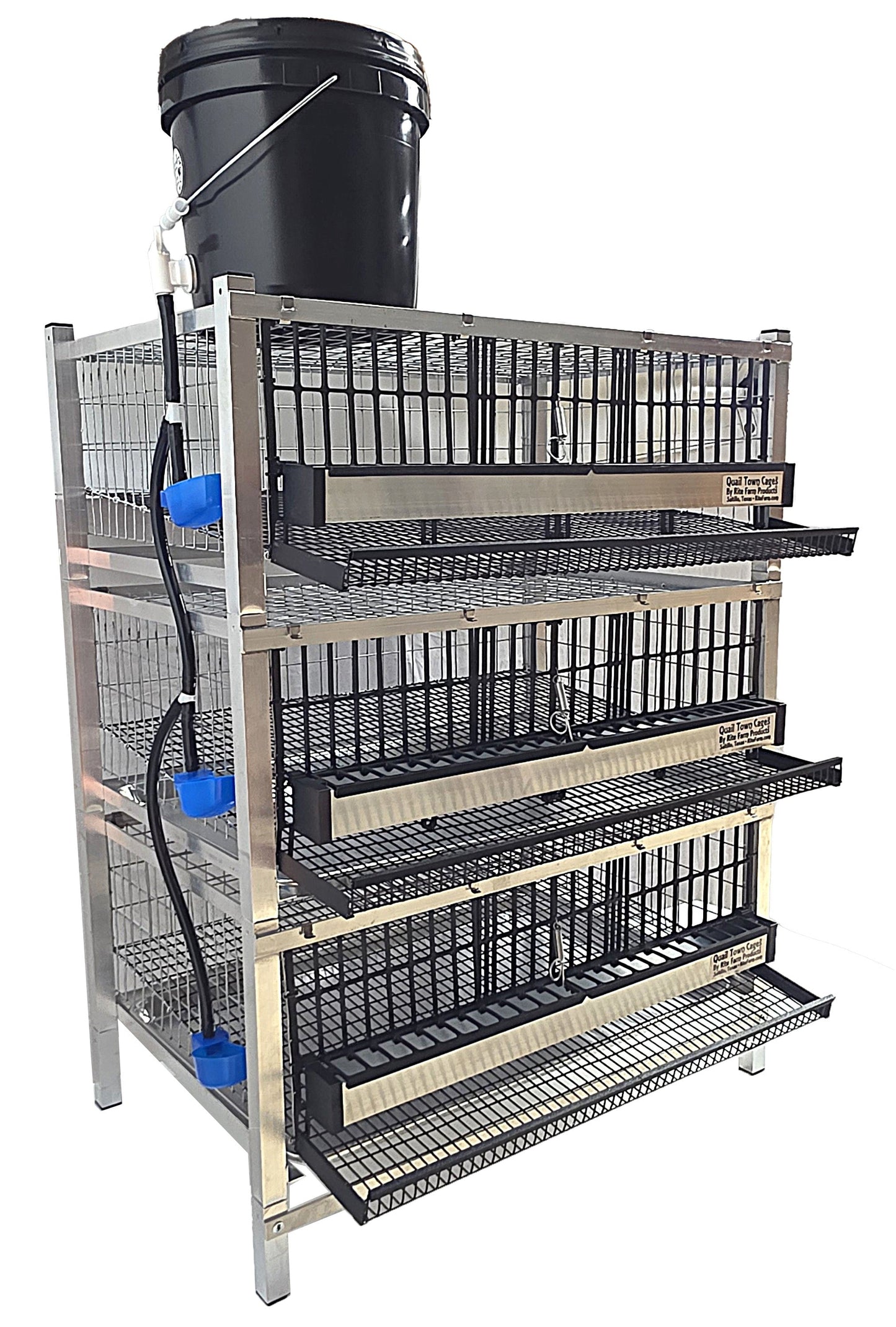 Quail Town Cages by Rite Farm Products - Pro Modular Quail Grow Out & Layer Cage Tower System Transparent Reservoir