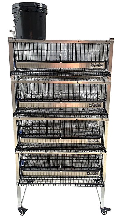 Quail Town Cages by Rite Farm Products - Pro Modular Quail Grow Out & Layer Cage Tower System Transparent Reservoir