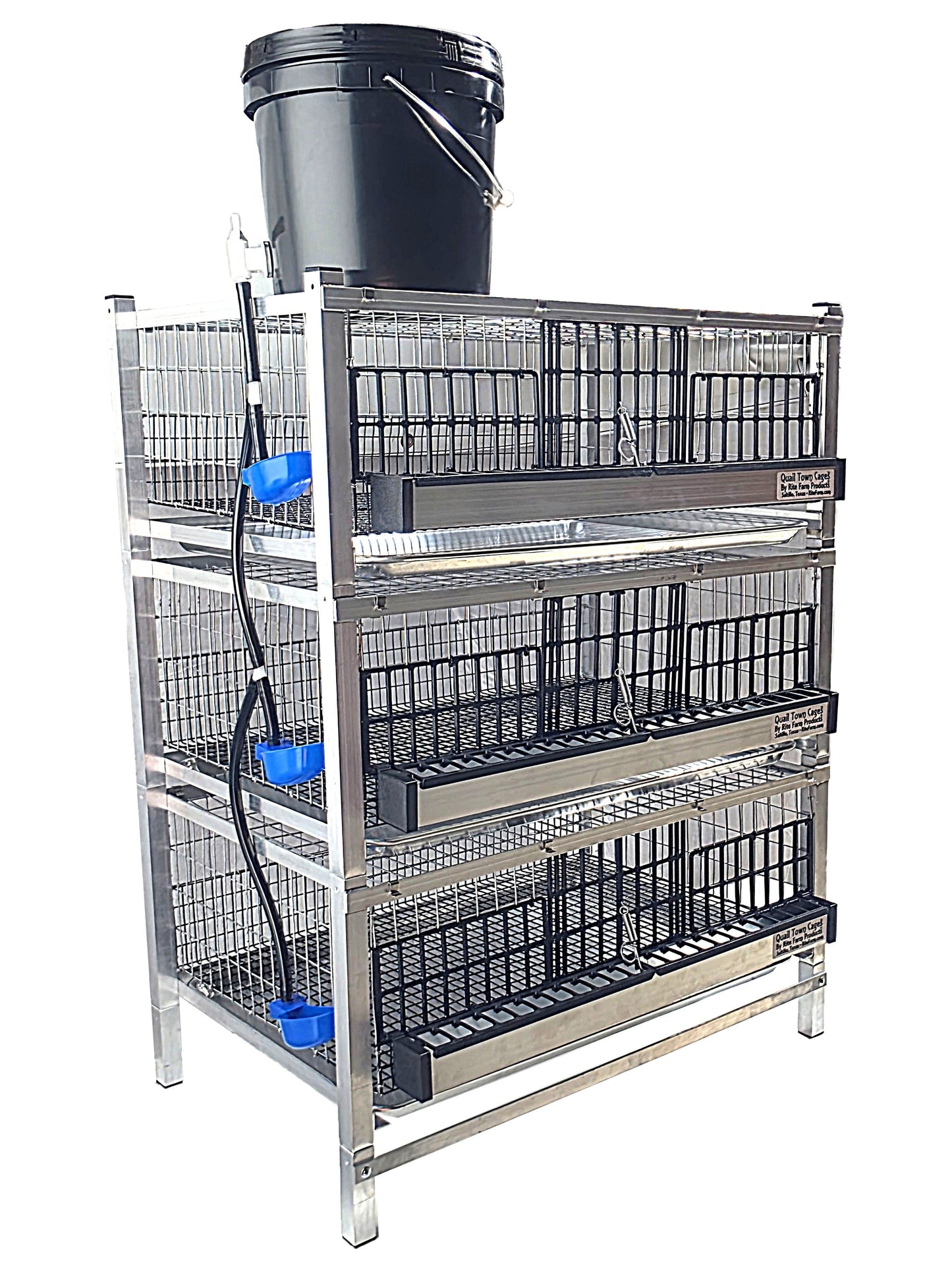 Quail Town Cages by Rite Farm Products - Pro Modular Quail Grow Out & Layer Cage Tower System Transparent Reservoir