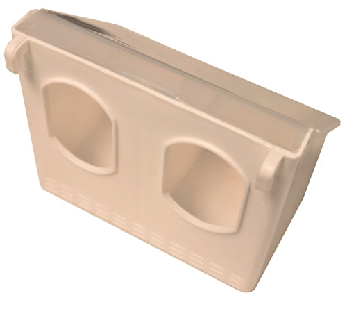 Premium Plastic 2 Hole Quail, Pigeon, Dove, Bird Feeder Outside Of Cage Fill - Bird Keeping Supplies for Quail Enthusiasts