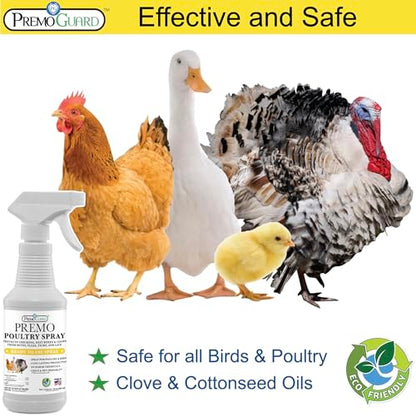 Premium Poultry Spray - Plant Based All Natural Non-Toxic - By Premo Guard - Bird Keeping Supplies for Quail Enthusiasts
