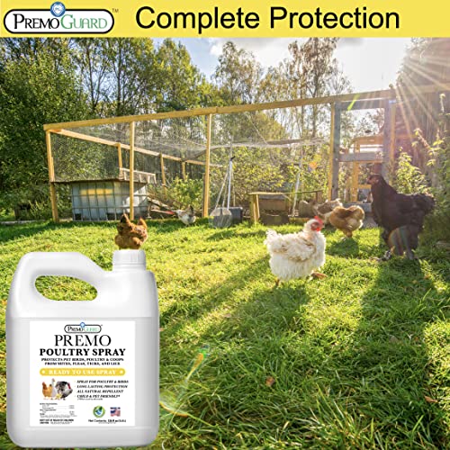 Premium Poultry Spray 128 oz - All Natural Non Toxic - Plant Based All Natural Non-Toxic - By Premo Guard - Bird Keeping Supplies for Quail Enthusiasts