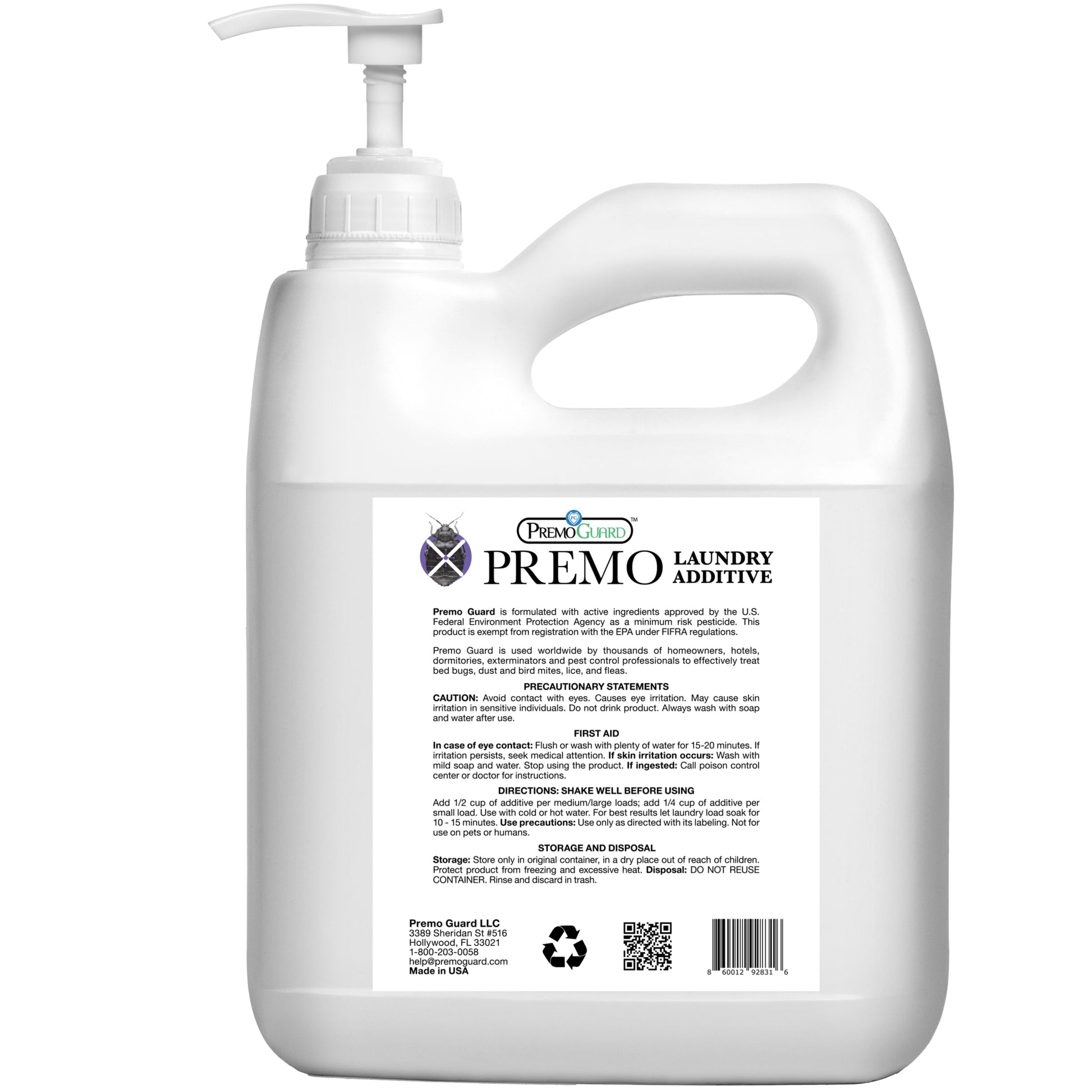 Premium Bed Bug & Mite Killer Laundry Additive - 64 oz - All Natural Non-Toxic - By Premo Guard - Homesteading Supplies for Quail Enthusiasts