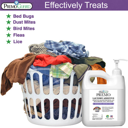 Premium Bed Bug & Mite Killer Laundry Additive - 64 oz - All Natural Non-Toxic - By Premo Guard - Homesteading Supplies for Quail Enthusiasts
