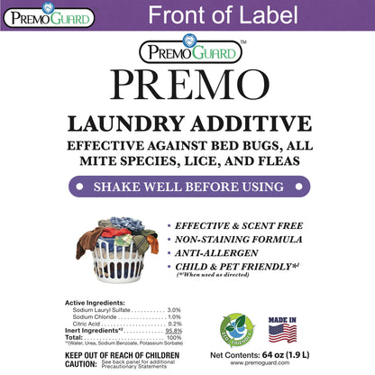 Premium Bed Bug & Mite Killer Laundry Additive - 64 oz - All Natural Non-Toxic - By Premo Guard - Homesteading Supplies for Quail Enthusiasts