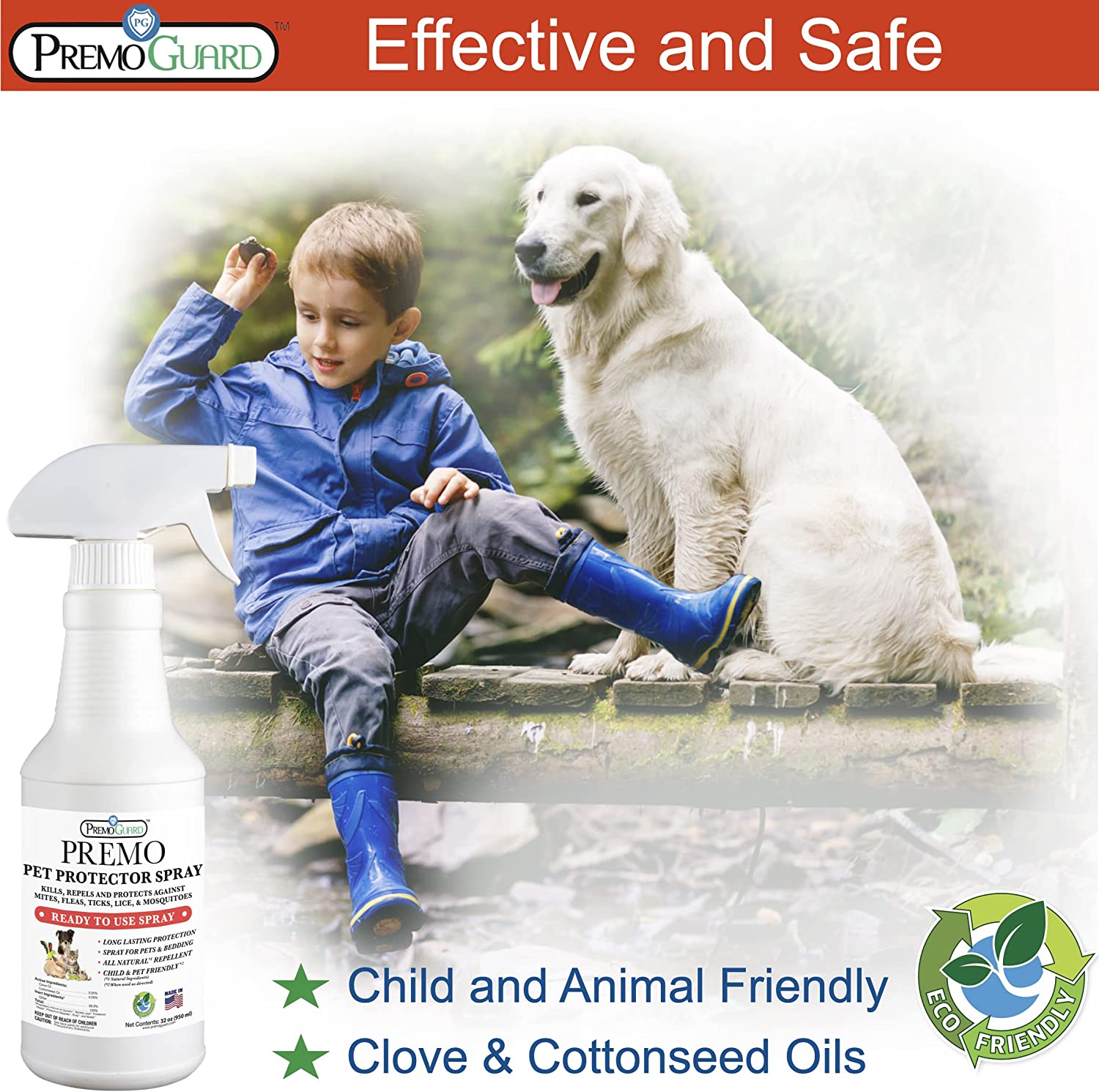 Premium Pet Protector 16 oz - Plant Based All Natural Non-Toxic - By Premo Guard - Pet Accesories for Quail Enthusiasts
