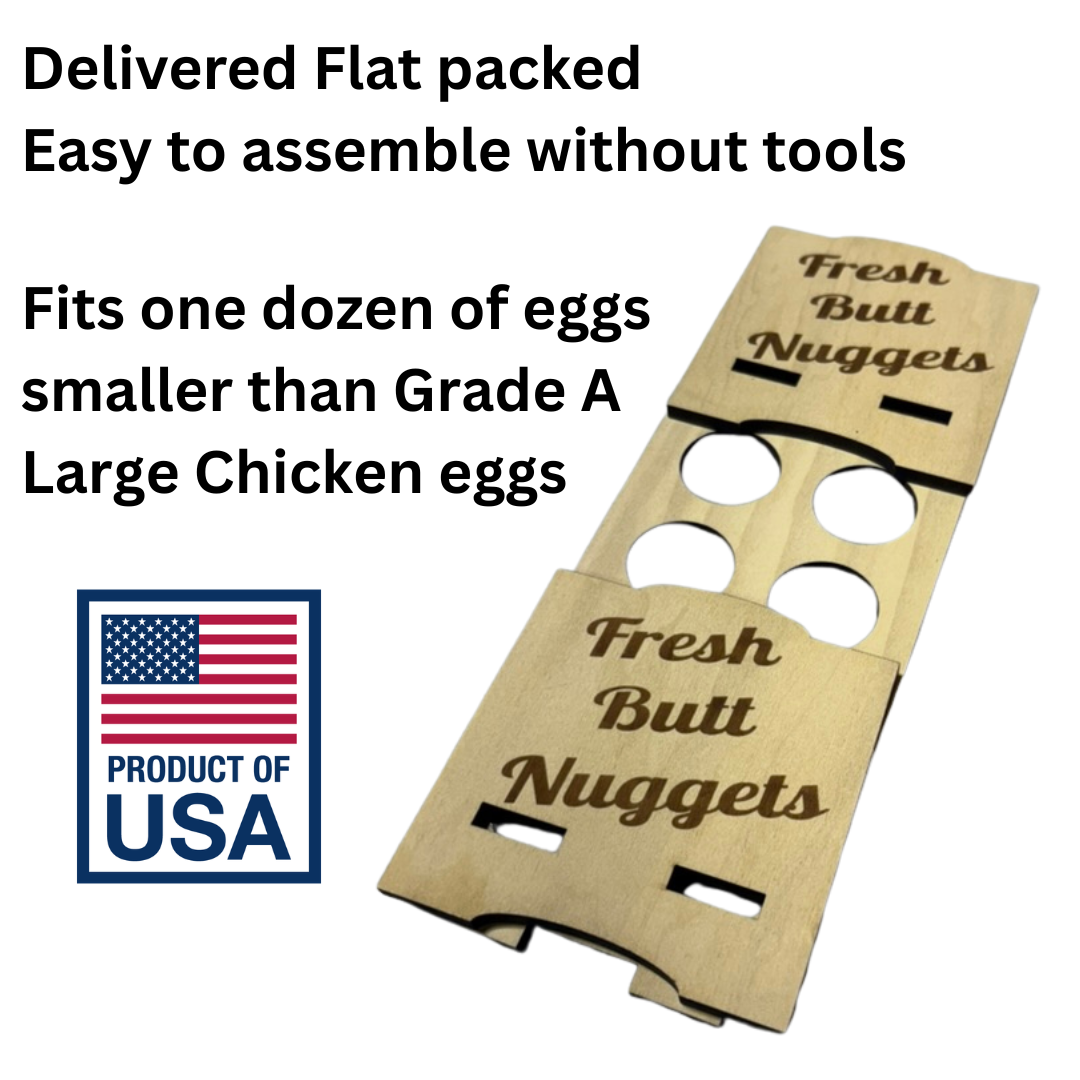 Premium Counter Top Chicken Egg Holder - Fresh Butt Nuggets - Quail Gifts for Quail Enthusiasts