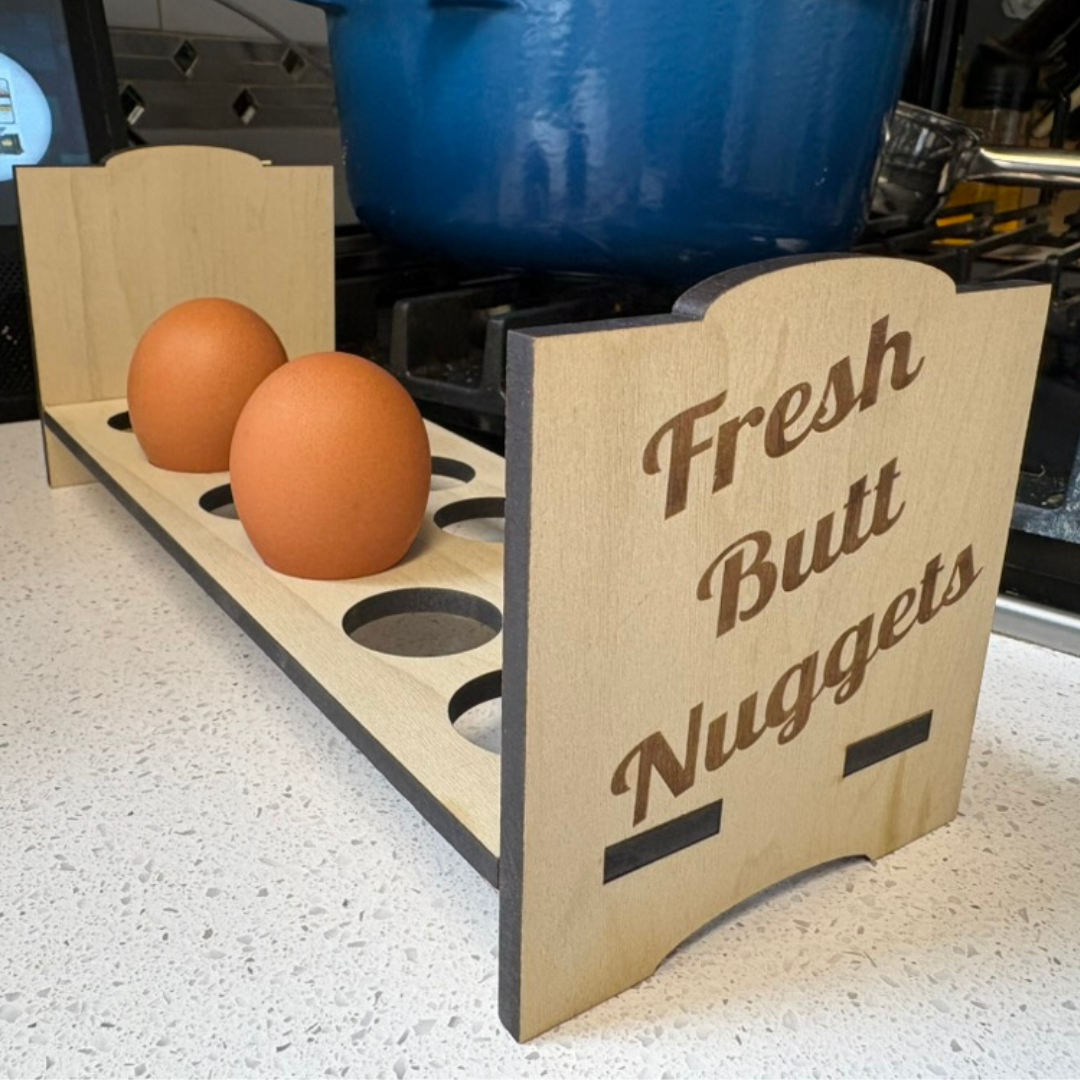 Premium Counter Top Chicken Egg Holder - Fresh Butt Nuggets - Quail Gifts for Quail Enthusiasts