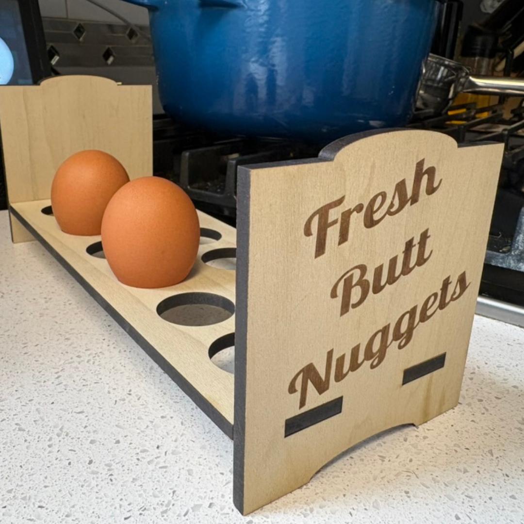 Premium Counter Top Chicken Egg Holder - Fresh Butt Nuggets - Quail Gifts for Quail Enthusiasts
