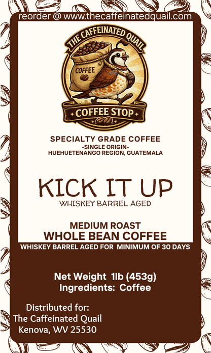 Kick It Up Whiskey Barrel Aged Single Origin Coffee