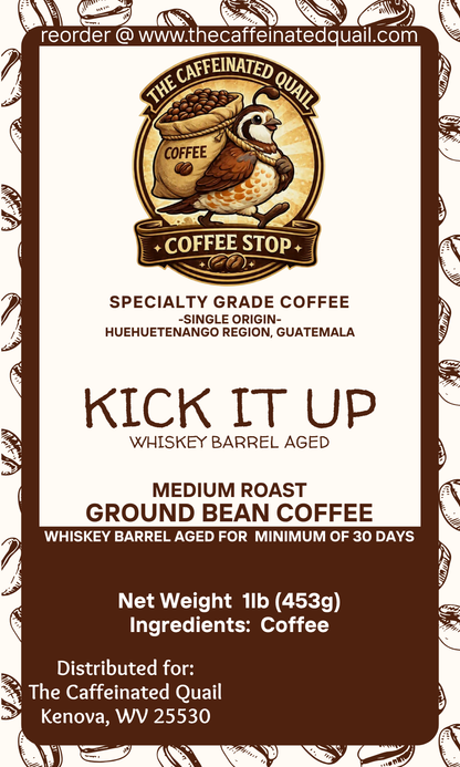 Kick It Up Whiskey Barrel Aged Single Origin Coffee