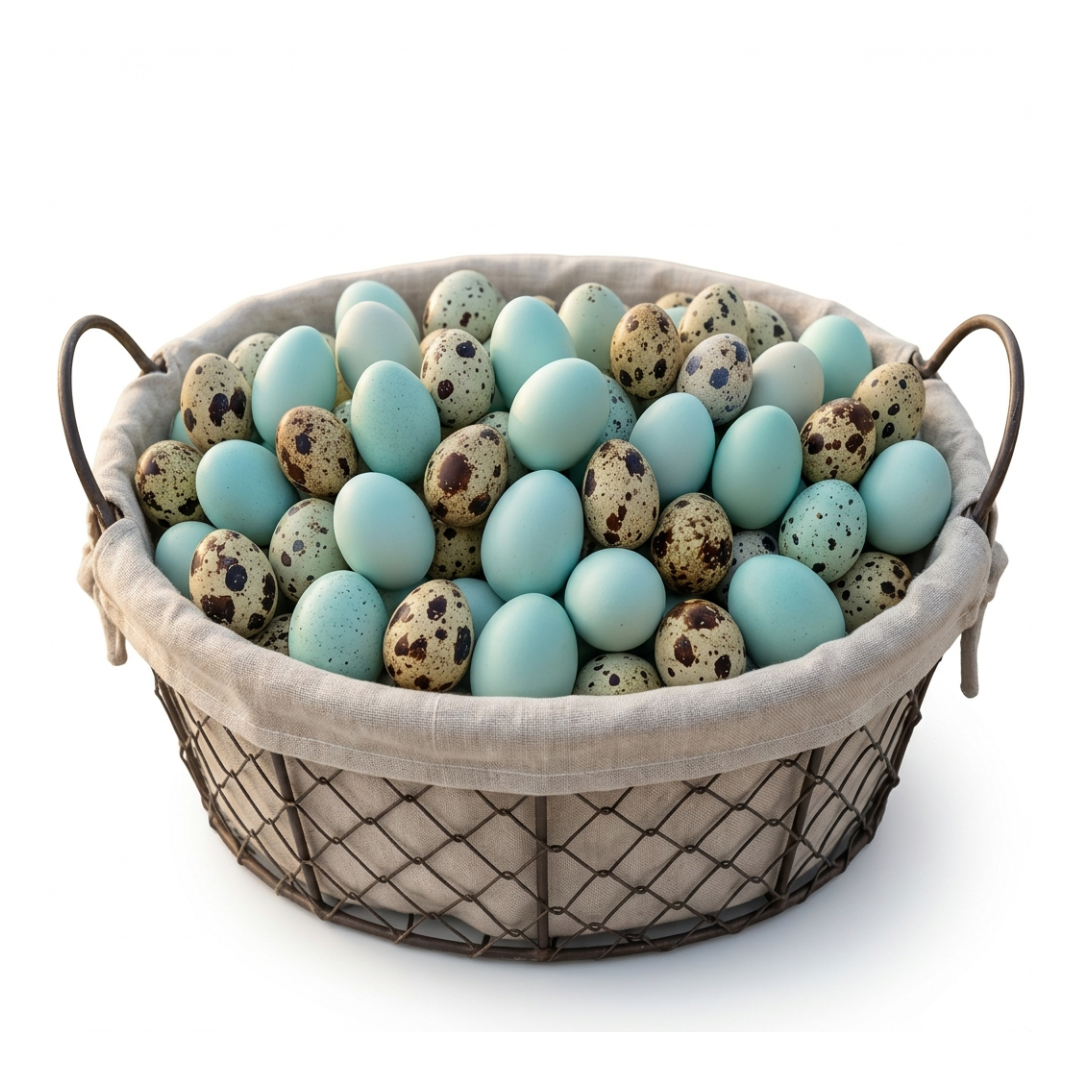 Premium Fertile Stars & Stripes Special Edition (24-Count) Red, White and Blue (True Celadon Layers) for Hatching - Fresh Coturnix Quail Eggs