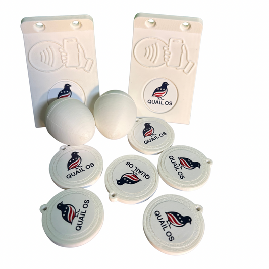 QuailOS Tap and Track Kit — NFC Starter package (6 Tags, 2 Mounts, 2 Hatch Eggs)