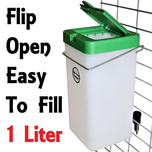 Premium 1 Liter Rabbit Chick Chicken Quail Bottle Cage Waterer With Flip Top Lid - Homesteading Supplies for Quail Enthusiasts
