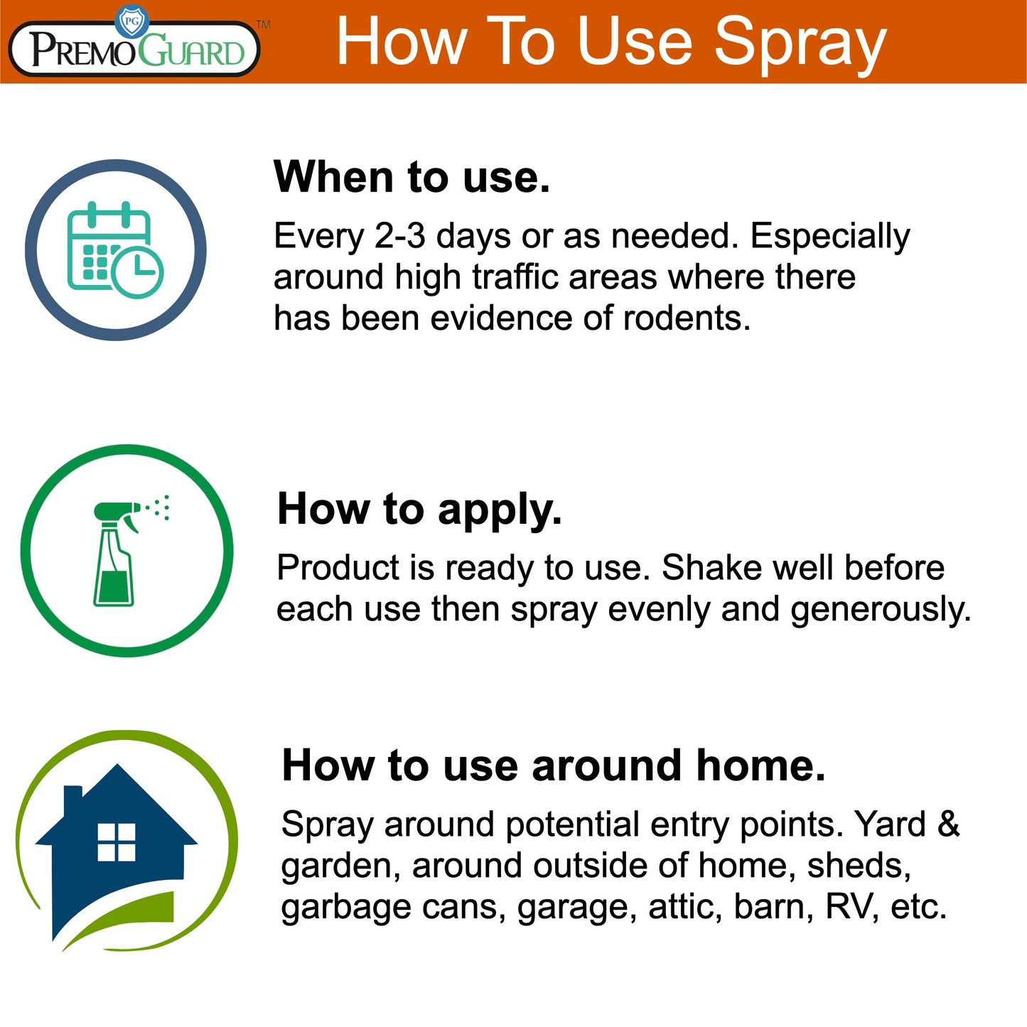 Premium Rodent Repellent Spray - 32 oz - Plant Based All Natural Non-Toxic - By Premo Guard - Bird Keeping Supplies for Quail Enthusiasts