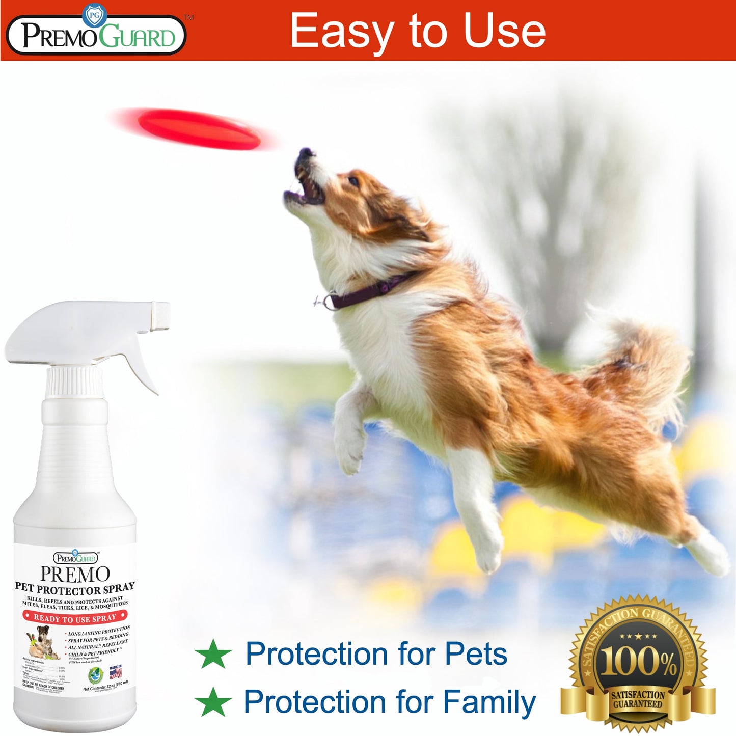Premium Pet Protector 32 oz - Plant Based All Natural Non-Toxic - By Premo Guard - Homesteading Supplies for Quail Enthusiasts