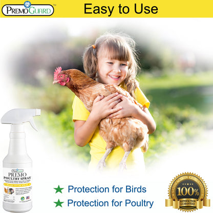 Premium Poultry Spray - Plant Based All Natural Non-Toxic - By Premo Guard - Bird Keeping Supplies for Quail Enthusiasts