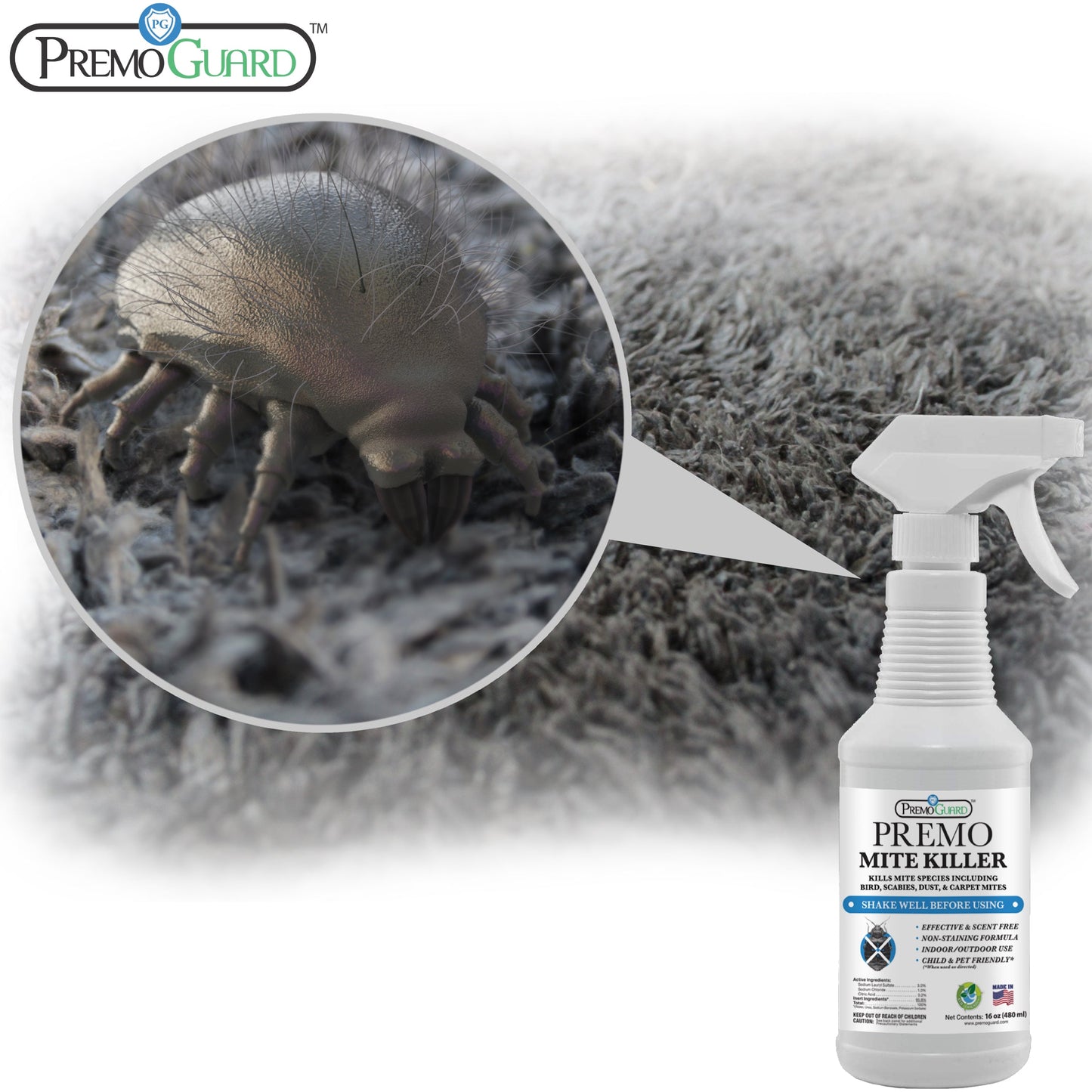 Premium Mite Killer Spray - All Natural Non-Toxic - By Premo Guard - Bird Keeping Supplies for Quail Enthusiasts