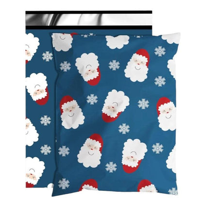 Blue Santa Poly Mailers Size 10x13 Christmas Shipping Bags