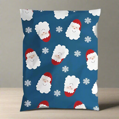 Blue Santa Poly Mailers Size 10x13 Christmas Shipping Bags