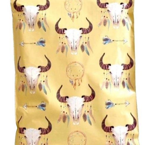 Premium Boho Bull Western Poly Mailers Size 10x13 Colorful Shipping Bags - Packaging Materials for Quail Enthusiasts