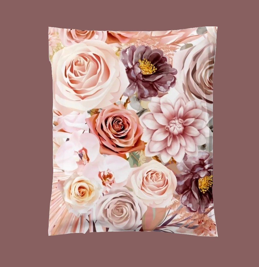 Premium Boho Flowers Poly Mailers Size 14x17 Colorful Shipping Bags - Packaging Materials for Quail Enthusiasts