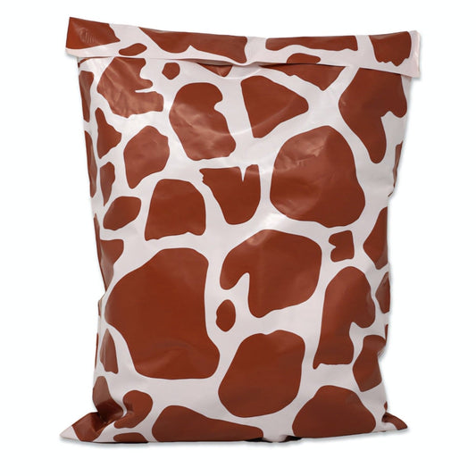 Premium Brown Cow Print Poly Mailers Size 10x13 Shipping Bags - Packaging Materials for Quail Enthusiasts