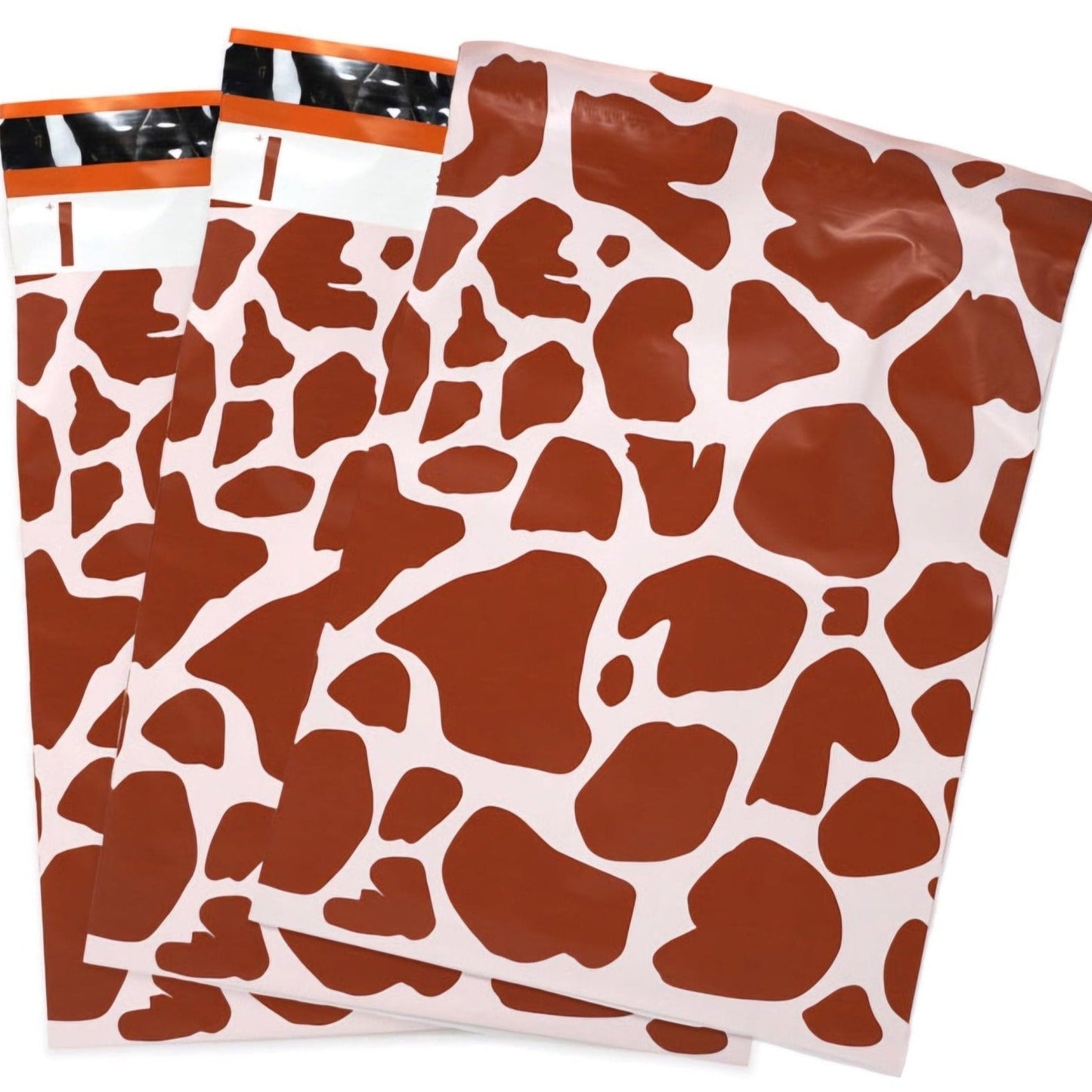 Premium Brown Cow Print Poly Mailers Size 10x13 Shipping Bags - Packaging Materials for Quail Enthusiasts