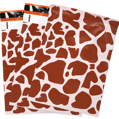 Premium Brown Cow Print Poly Mailers Size 10x13 Shipping Bags - Packaging Materials for Quail Enthusiasts
