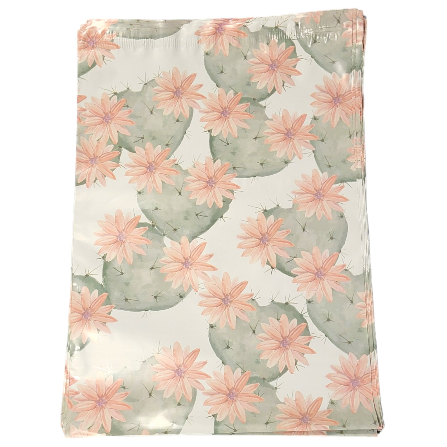 Premium Cactus Blossoms Poly Mailers Size 10x13 Colorful Shipping Bags - Packaging Materials for Quail Enthusiasts