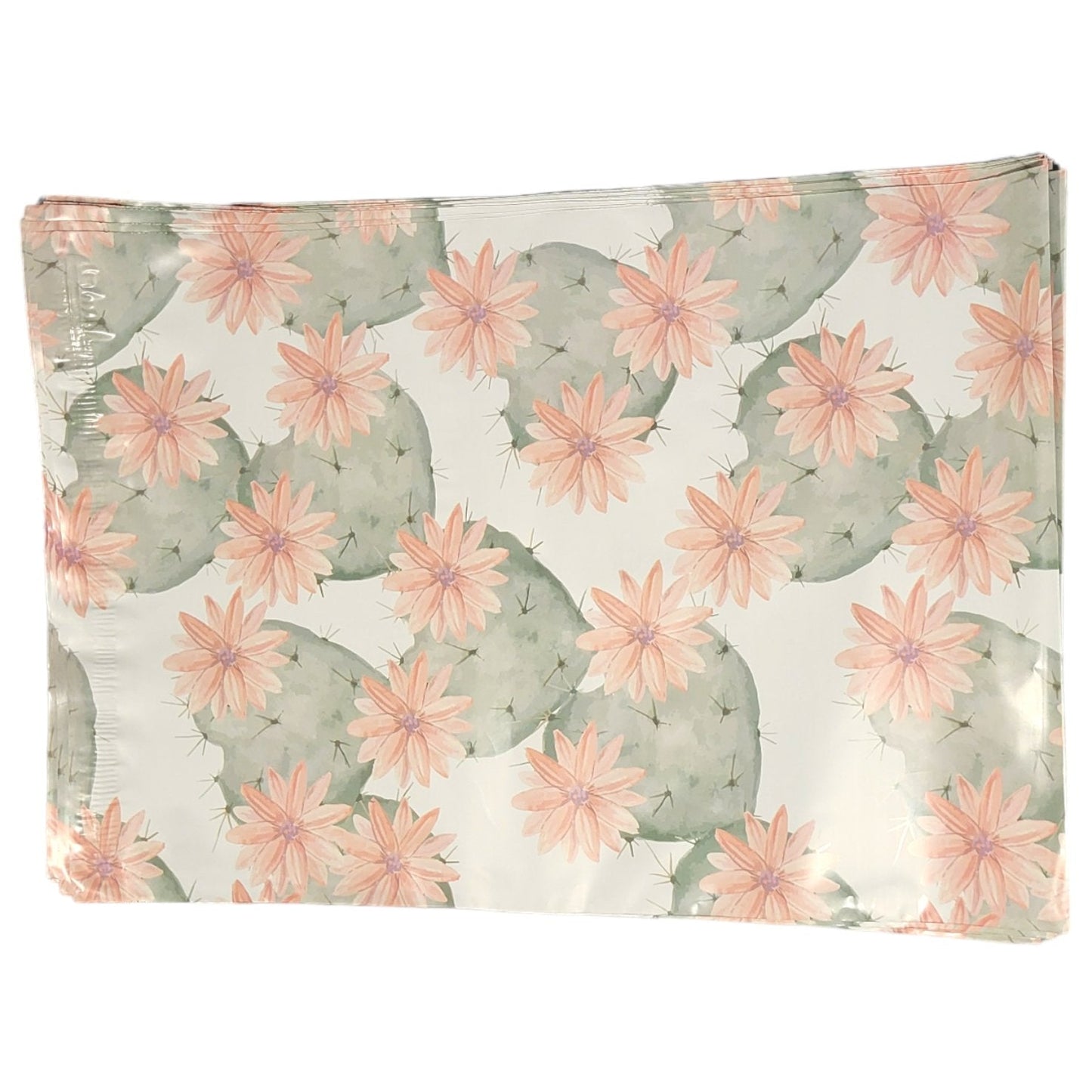 Premium Cactus Blossoms Poly Mailers Size 10x13 Colorful Shipping Bags - Packaging Materials for Quail Enthusiasts
