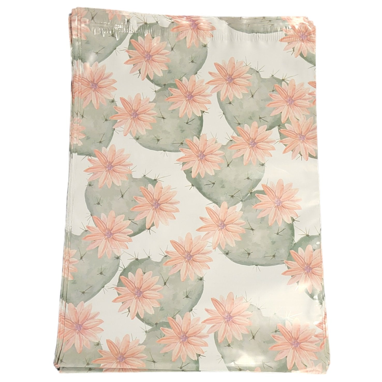 Premium Cactus Blossoms Poly Mailers Size 10x13 Colorful Shipping Bags - Packaging Materials for Quail Enthusiasts