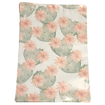 Premium Cactus Blossoms Poly Mailers Size 10x13 Colorful Shipping Bags - Packaging Materials for Quail Enthusiasts
