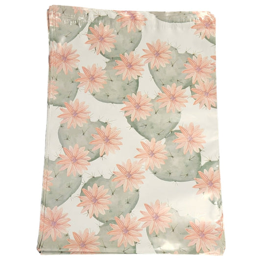 Premium Cactus Blossoms Poly Mailers Size 10x13 Colorful Shipping Bags - Packaging Materials for Quail Enthusiasts