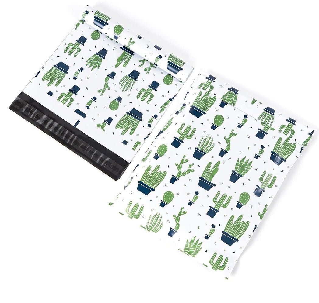 Premium Cactus Plants Poly Mailers Size 10x13 Colorful Shipping Bags White - Packaging Materials for Quail Enthusiasts