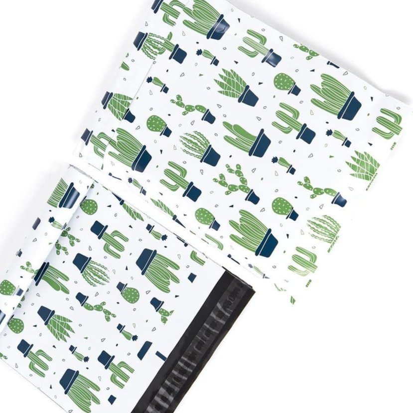 Premium Cactus Plants Poly Mailers Size 10x13 Colorful Shipping Bags White - Packaging Materials for Quail Enthusiasts