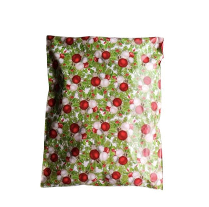 Premium Christmas Ornament Red Green Poly Mailers Size 10x13 Shipping Bags - Packaging Materials for Quail Enthusiasts