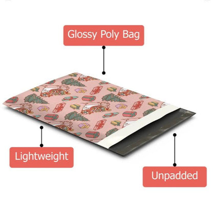 Christmas Sleigh Poly Mailers Size 10x13 Winter Shipping Bags