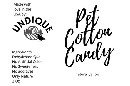 Pet Cotton Candy - Quail All Natural Protein-Rich Fluffy Treat for All Pets, one Ingredient only pet Treat and Food Topper for picky Eaters or gourmets. Made from Premium Quail Meat
