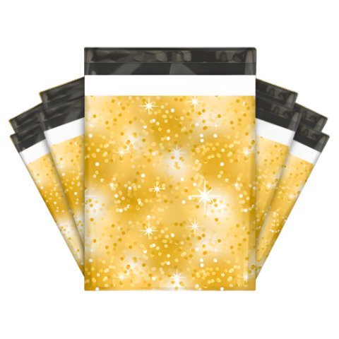 Premium Gold Sparkle Poly Mailers Size 10x13 Colorful Shipping Bags - Packaging Materials for Quail Enthusiasts